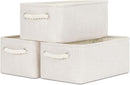 Bidtakay Small Storage Bins for Shelves 3 Pack Fabric Storage Baskets for Organizing 12x8x5 Inch Closet Storage Bins Linen Collapsible Organizer for Closet-Light Biege by TinyTreasures Baby Boutique