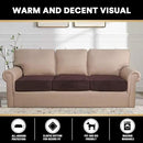 PrinceDeco Velvet Couch Cushion Covers 3 Pieces Velvet Separate Couch Cover Stretch Sofa Slipcover Washable Furniture Protector for Sectional Sofa Each Width Up to 40", Brown by CozyNest Decor