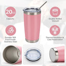 IEOVIEE 32 Pack 20oz Stainless Steel Bulk Tumblers with Lids and Straws Double Wall Insulated Travel Mug Durable Powder Coated Tumbler Bulk Cup for Cold and Hot Drinks(Pink) by TinyTreasures Baby Boutique