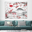 Red Cherry Blossoms Tapestry, Japanese Fuji Mountain Tapestry, Asian Japanese Wall Tapestry, Nature Landscape Tapestries for Bedroom Living Room Decor 80"x60" by CozyNest Decor