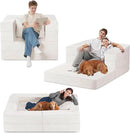Folding Bean Bag Chair for Adults,3-in-1 Bean Bag Couch Faux Fur Floor Sofa Large Beanbag Convertible Bean Bag Sofa Bed with Pillow in Bedroom,Living Room,Apartment(Twin,Milky White) by CozyNest Decor
