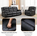 EBELLO Faux Leather Manual Recliner Sofa Set, 2 Recliner Chair, 3 Seat Reclining Sofa, Couch Set for Living Room, Bedroom, Meeting Room, Black (2Recliner+Sofa) by CozyNest Decor