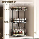 3-Tier Lazy Susan Organizer, Rotating Spice Rack, Spinning Organizer, Industrial Turntable Spice Rack Organizer for Cabinet, Kitchen Countertop, Pantry, Black SR23BK by CozyNest Decor