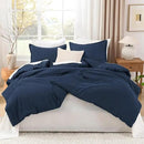 Litanika Navy Blue Comforters Oversized King Size, 3 Pieces Lightweight Solid Bedding Comforter Set, All Season Fluffy Bed Set (120x98In Comforter & 2 Pillowcases) by CozyNest Decor