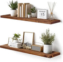 Floating Wall Shelves 2-Pack - 36-Inch Rustic Brown Wooden Shelves for Storage and Décor, Easy Installation for Living Room, Bedroom, and Kitchen by CozyNest Decor