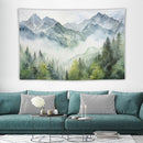 HZOHNAGO Mountain Tapestry Misty Green Forest Mountain Pattern Printed Wall Tapestry Wall Hanging for Bedroom Living Room Dorm 60" W x 40" H by CozyNest Decor