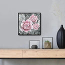 Pink Wall Art Bathroom Décor Modern Framed Floral Wall Picture Black and White Artwork Peony Flower Canvas Print for Bedroom Office Dining Room Décor Small by CozyNest Decor