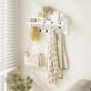 AMBIRD 26.57-Inch Wall Hanging Shelf With Coat Hooks - Entryway Wood Rack With 5 Dual Hooks, 3 Key Hooks, Mail Organizer and Key Holder (White) by CozyNest Decor