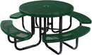 Heavy-Duty Portable Outdoor Picnic Table with Umbrella Hole, Punched Steel Commercial-Grade Patio Dining Furniture Made in America (46" Round Top, Green) by GreenHaven Gardens