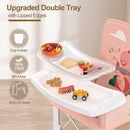 Baby Travel Booster Seat with Double Tray, BabyBond Upgraded Toddler Portable Baby Chair, Booster Seat for Dining Table, Stable and Foldable Booster Baby Chair for Indoor/Outdoor (Pink Dinosaur) by TinyTreasures Baby Boutique