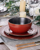 GBHOME Ceramic Dinnerware Sets,12 pcs Embossed Elegant Stoneware Plates and Bowls Sets, Housewarming Wedding Gift | Dishwasher & Microwave Safe | Dishes Set Service for 4 by CozyNest Decor
