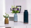 Ceramic Vase Set of 3, Farmhouse Decorative Vase for Pampas Grass, Living Room, Bathroom,Bookshelf, Centerpieces (Blue/Navy Blue/Yellow) by GreenHaven Gardens