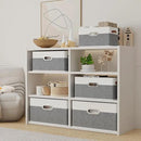Yawinhe Fabric Storage Baskets, Foldable Closet Organizer for Shelves, Large Boxes with 3 Handles, Canvas Bins for Clothes, White/Grey, 12.99''Lx9.05''Wx7.87''H, 2-Pack by CozyNest Decor