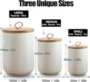 White Ceramic Canister Set with Wooden Lid, 3-Piece Food Storage Jars for Kitchen Counter, Storage Container for Coffee, Tea, Spice, Sugar, Grains, Salt by CozyNest Decor