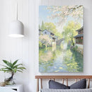 Small bridge stream house Jiangnan style landscape poster suitable for living room bedroom office natural oil painting poster by CozyNest Decor
