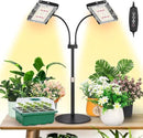 LBW Plant Grow Light, Full Spectrum Dual Heads Desk Plant Light for Indoor Plants, Growing Lamp with 3H/6H/12H Timer, 6-Level Brightness, 3 Lighting Modes, Height Adjustable, Ideal for Indoor Growth by GreenHaven Gardens