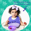 Silly Goose Set of 2 Silicone Animal Baby Bibs for Babies and Toddlers, Waterproof, Adjustable, Soft, Extra Wide Food Catcher Pocket (2PK Hippo+Bear) by TinyTreasures Baby Boutique
