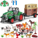 fisca Remote Control Tactor Toy Set & 33PSC Farm Vehicle Playset - Animal Figurines ,2.4GHz 1/24 Scale RC Tractor,Livestock Trailer, Fence with Light for Kids Age 4, 5, 6, 7 and Up Years Old by GreenHaven Gardens