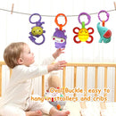 Baby Toys, Cartoon Animal Hanging Rattle Toys, Handbells Baby Rattles, Baby Bed Crib Car Seat Travel Stroller Toys for Infant, Best Birthday Gift for Newborn, 4 Pack by TinyTreasures Baby Boutique