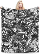 HGOD DESIGNS Automobile Car Parts Pattern Flannel Fleece Bed Blanket Throw Blanket Lightweight Cozy Plush Blanket for Bedroom Living Rooms Sofa Couch 40"x50" by CozyNest Decor