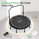 BCAN 40"/48" Mini Rebounder Trampoline for Adults with Bar, 450/550LBS Fitness Trampoline with Bungees, Adjustable Handle, Stable & Quiet, Indoor Outdoor, Whole-Body Workout & Relaxation at Home by TinyTreasures Baby Boutique