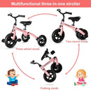 Ancaixin 3 in 1 Toddler Tricycles for 2-5 Years Old Boys and Girls with Detachable Pedal and Bell, Foldable Baby Balance Bike Riding Toys for 2+ Kids, Child Birthday Christmas New Year Gift Pink by TinyTreasures Baby Boutique