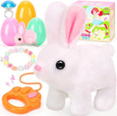 Hopping Plush Bunny Easter Interactive Toys for Kids,Can Wagging Tail and Twitching Nose with Remote Control Leash,Easter Eggs and Decorations,Easter Christmas Birthday Gift for Toddlers by TinyTreasures Baby Boutique