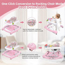 Foldable Baby 5-in-1 Activity Walker - Rocker, Activity Center, Bouncer, Seat Walker, Push Walker - Adjustable Speed Rear Wheels and Height Toys Ages 6-18 Months… (Pink) by TinyTreasures Baby Boutique