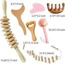 7-in-1 Lymphatic Drainage Massager Set，Wood Therapy & Cellulite Massager Tools for Gua Sha, Full Body Meridian Detox (Face/Head/Waist/Legs)，Maderotherapie Outils for Body Sculpting, lymphatic roller by CozyNest Decor