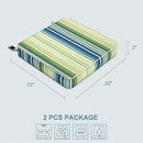 LVTXIII Patio Chair Cushions 22"x22"x3", Water-Repellent Outdoor Seat Cushions for Patio Furniture, Square Chair Pads with Ties for Home Garden Decoration, Set of 2, Stripe Blue Green by GreenHaven Gardens