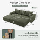 Boneless Sectional Cloud Couch Sofa Bed for Living Room, 112" Modular Modern Lounge 3 Seater Sleeper Green Couches with Chaise, No Assemble, Cordury Compression Upholstered Sofas by CozyNest Decor