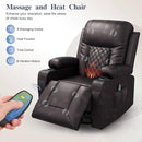 Recliner Chairs for Adults, FSC Certified Massage Rocker with Heated Modern Ergonomic Lounge 360 Degree Swivel Single Sofa Seat Living Room Lounge Recliners Brown by CozyNest Decor