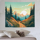 HZOHNAGO Mountain Tapestry Forest Mountain Sunrise Road Pattern Printed Wall Tapestry Wall Hanging for Bedroom Living Room Dorm 60" W x 50" H by CozyNest Decor