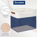 Large Fabric Storage Baskets | 50L Storage Bins, Decorative Linen Closet Baskets with Handles for Organizing, Shelf, Toys, Clothes, Home, Office, Nursery, 17x12x15Inches (Navyblue&White) by TinyTreasures Baby Boutique