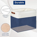 Large Fabric Storage Baskets | 50L Storage Bins, Decorative Linen Closet Baskets with Handles for Organizing, Shelf, Toys, Clothes, Home, Office, Nursery, 17x12x15Inches (Navyblue&White) by CozyNest Decor