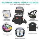 PIIOSER Baby Bottle Tote Bag with Ice Pack, Fits 4 Baby Bottles Up to 9 Ounce, Small Insulated Breastmilk Cooler Travel Bag with Shoulder Strap for Nursing & Working Mom Daycare (Black-S) by TinyTreasures Baby Boutique
