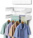 Laundry Drying Rack Collapsible, Wall Mounted Clothes Drying Rack, Space Saving Foldable Drying Rack for Laundry, 23.6" Wide, 11.2 Linear Ft, 4 Aluminum Rods, 60 lb Capacity by CozyNest Decor