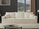 Boneless Cloud Couch Sofa for Living Room, 112" 3 Seater Beige Modern Lounge Sleeper Couch, No Assemble, Cordury Compression Upholstered Couches by CozyNest Decor