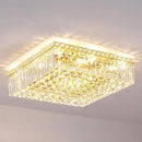 12-Lights Gold Crystal Flush Mount Ceiling Light Fixtures,Elegant Crystal Chandelier Pendant Ceiling Lamp for Bedroom,Living Room,Dining Room,Hallway H5.9 x W20 x L20 (Bulb Not Included) Square by CozyNest Decor
