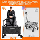 300L Large Collapsible Wagons Carts with Big All-Terrain Beach Wheels, Foldable Shopping Wagon Cart, Heavy Duty 480lbs Load, Folding Utility Cart for Groceries Garden Sport (Black) by GreenHaven Gardens
