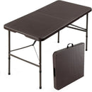 VINGLI 4 FT Plastic Folding Camping Table, Portable in/Outdoor Party Picnic Dining Desk,Garden Soccer Multipurpose Entertaining Activities, Brown by GreenHaven Gardens