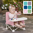 Hiccapop OmniBoost Travel Booster Seat with Tray for Baby | Folding Portable Baby Booster Seat for Dining Table, Camping, Beach, Grandma’s | Tip-Free Design Straps to Kitchen Chairs - Booster Chair by TinyTreasures Baby Boutique