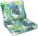 LVTXIII Outdoor Deep Seat Cushion Patio Seat and Back Cushion Set Seasonal Chair Cushion with Removable Cover and Adjustable Buckle for Home and Garden, 24"x24"x4", Islamorada Blue Green by GreenHaven Gardens