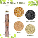 MIXXIDEA 2PK Metal Wild Bird Feeder Squirrel Proof Bird Feeders for Outside Hanging 6 Port Tube Bird Feeder Transparent Finch Feeder with Steel Hanger (Bronze) by CozyNest Decor