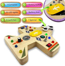 Toddler Montessori Busy Board - Wooden Educational Toy with Lights, Switches, Compass, Relay, Spinner - Sensory Board - Preschool Motor Skills Learning Activities - Christmas & Birthday Gift by TinyTreasures Baby Boutique