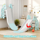 67i Toddler Slide for Indoor & Outdoor Play with Basketball Hoop, Anti-Slip Steps, 46.8in Baby Climber (Green) by TinyTreasures Baby Boutique