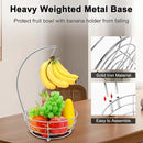Livabber Countertop Fruit Basket Bowl with Banana Hanger, Modern Standing Fruit Vegetable Bowl Storage, with Banana Tree Holder for Kitchen Dinning Table (Round Metal, Chrome) by CozyNest Decor