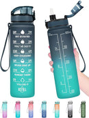 Enerbone Water Bottle, Leakproof BPA & Toxic Free, Motivational Water Bottle with Times to Drink and Straw, Fitness Sports Water Bottle with Strap for Office, Gym, Outdoor Sports by CozyNest Decor