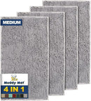 Muddy Mat® 4-Piece Grey Medium 30"X19" AS-SEEN-ON-TV Highly Absorbent Microfiber Door Mat, Bath Mat and Pet Rug, Non Slip Thick Washable, Soft Chenille for Kitchen Bathroom Bedroom Indoor and Outdoor by CozyNest Decor
