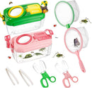 2Sets Bug Catcher for Kids - Sturdy Kids Bug Catching Kit Gifts with Collector Butterfly Net Tweezer, Bugs Habitat Outdoor Explorer Kit for Age 3 4 5 6 7 8, 8Pcs, Green & Pink by TinyTreasures Baby Boutique